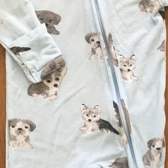 Angel Dear 2-way light blue zipper footie with puppy dogs - Picture 2 of 2
